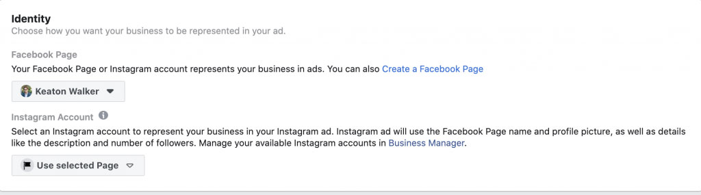 Facebook Ads Manager - Identity